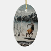Ornement de Noël Peinture Elk dans la neige (Droite)