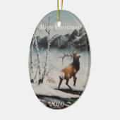 Ornement de Noël Peinture Elk dans la neige (Gauche)