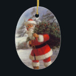 Ornement de Noël Père Noël vintage<br><div class="desc">Ancien décor de Noël de mode ! Belles décorations de Noël victoriennes pour vos décorations de vacances ! Facile à customiser avec un nom et une date. Un cadeau spécial pour moins de 15 $.</div>