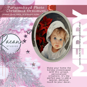 Ornement de Noël personnalisé avec fond floral