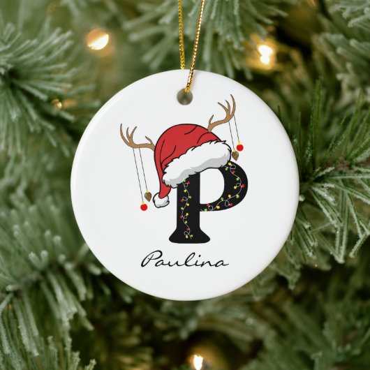 Ornement de Noël personnalisé avec initiale alphab (Arbre)