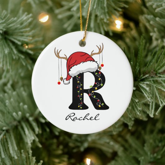 Ornement de Noël personnalisé avec initiale alphab (Arbre)