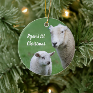 Ornement de Noël personnalisé avec photo d'agneau