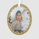 Ornement de Noël personnalisé bordé d'or (devant)