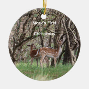 Ornement de Noël personnalisé cerf de la forêt