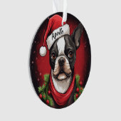 Ornement de Noël personnalisé de Boston Terrier (devant)