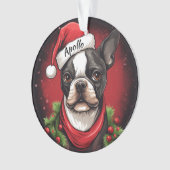 Ornement de Noël personnalisé de Boston Terrier (devant)