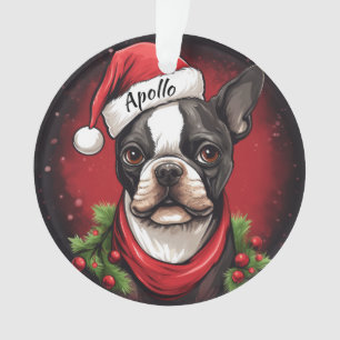 Ornement de Noël personnalisé de Boston Terrier