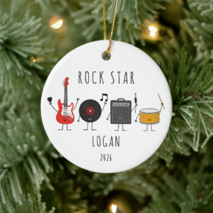 Ornement de Noël personnalisé de musique de Rock S