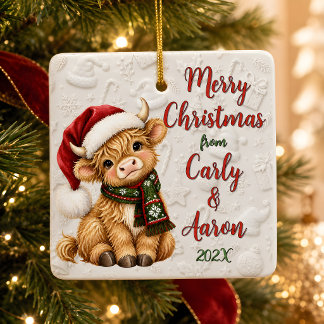 Ornement de Noël personnalisé de vache des Highlan