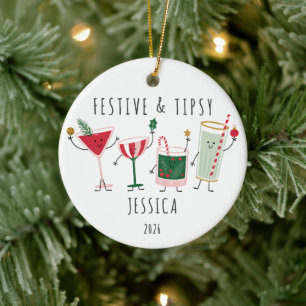 Ornement de Noël personnalisé Festif & Éméché
