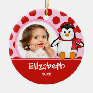 Ornement de Noël personnalisé fille manchot