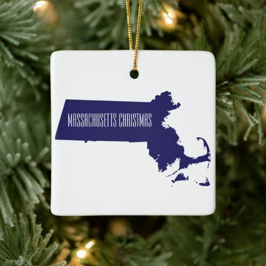 Ornement de Noël personnalisé Massachusetts (Arbre)