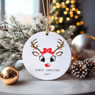Ornement de Noël personnalisé Nose rouge Rudolf