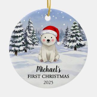Ornement de Noël personnalisé pour bébé ours polai