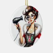 Ornement de Noël personnalisé pour coiffeur (Droite)