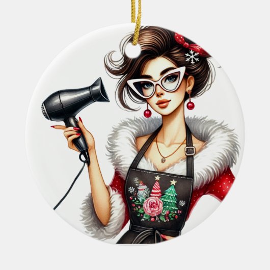 Ornement de Noël personnalisé pour coiffeur (Devant)