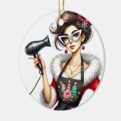 Ornement de Noël personnalisé pour coiffeur (Gauche)