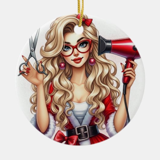 Ornement de Noël personnalisé pour coiffeur (Devant)