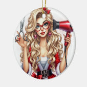 Ornement de Noël personnalisé pour coiffeur (Gauche)