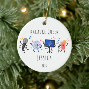 Ornement de Noël personnalisé Reine du Karaoke