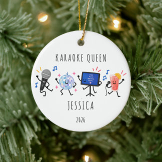 Ornement de Noël personnalisé Reine du Karaoke