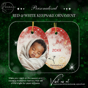 Ornement de Noël personnalisé rouge et blanc
