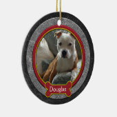 Ornement de Noël Pet Photo Cuir Rouge Or (Droite)