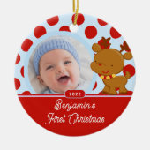 Ornement de Noël Photo Bébé Garçon Renne (Devant)