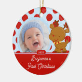 Ornement de Noël Photo Bébé Garçon Renne (Gauche)