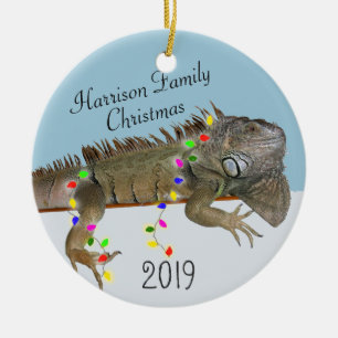 Ornement de Noël Photo de Famille d'Iguane