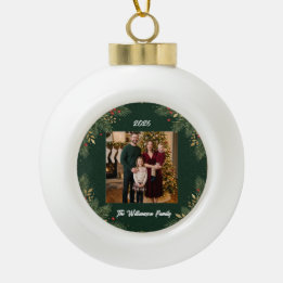 Ornement de Noël photo de famille Greenery
