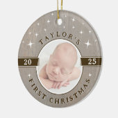 Ornement de Noël photo pour bébé rustique (Gauche)