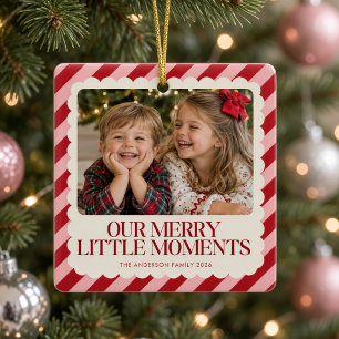 Ornement de Noël photo rouge Moments joyeux