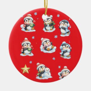 Ornement de Noël pingouin rouge