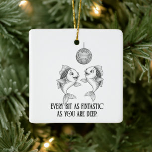 Ornement de Noël Poisson du zodiaque Pun