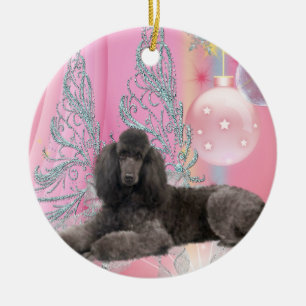 Ornement de Noël Poodle rose