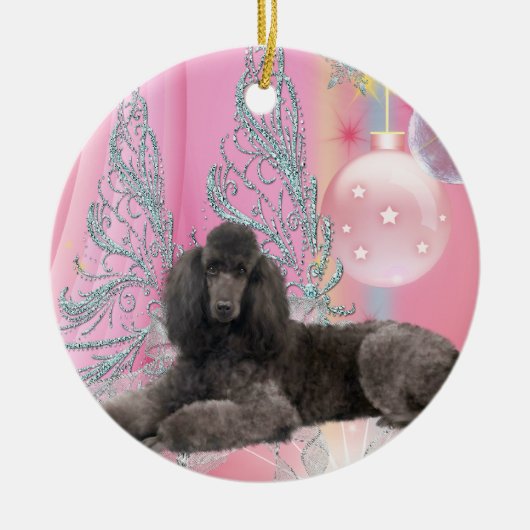 Ornement de Noël Poodle rose (Devant)