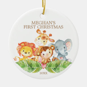 Ornement de Noël pour bébé Animaux de Safari