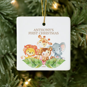 Ornement de Noël pour bébé : Animaux de safari