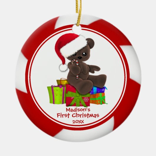 Ornement de Noël pour bébé ours de Noël (Devant)