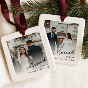 Ornement de Noël pour couple marié moderne