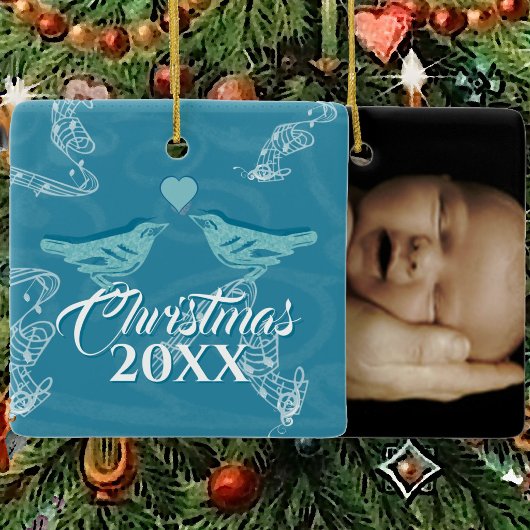 Ornement de Noël pour couples de merles bleus vint