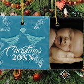 Ornement de Noël pour couples de merles bleus vint
