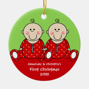 Ornement de Noël pour des jumeaux garçon et fille