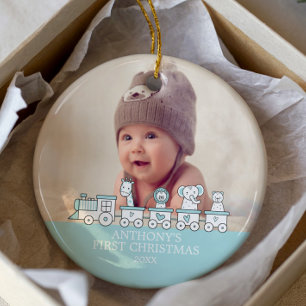 Ornement de Noël pour la 1ère photo de bébé Train