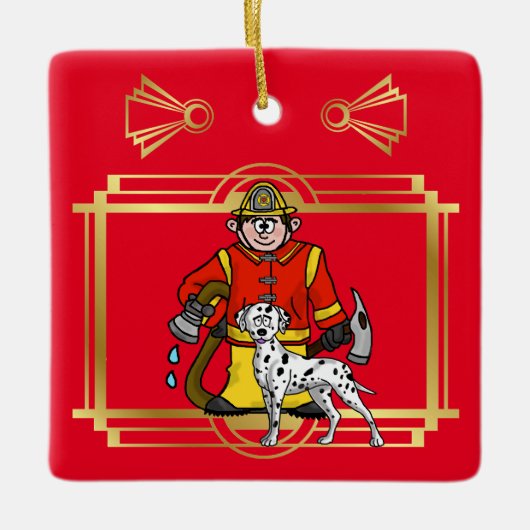 Ornement de Noël pour les pompiers et les Dalmatie (Devant)