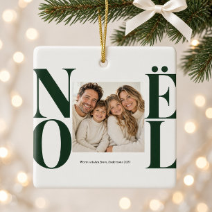 Ornement de Noël pour photo de famille vert forêt