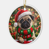 Ornement de Noël Pug Adorable (Gauche)