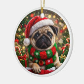Ornement de Noël Pug Adorable (Gauche)